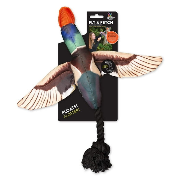 Spunky Pup Fly & Fetch Plush Dog Toy - Duck