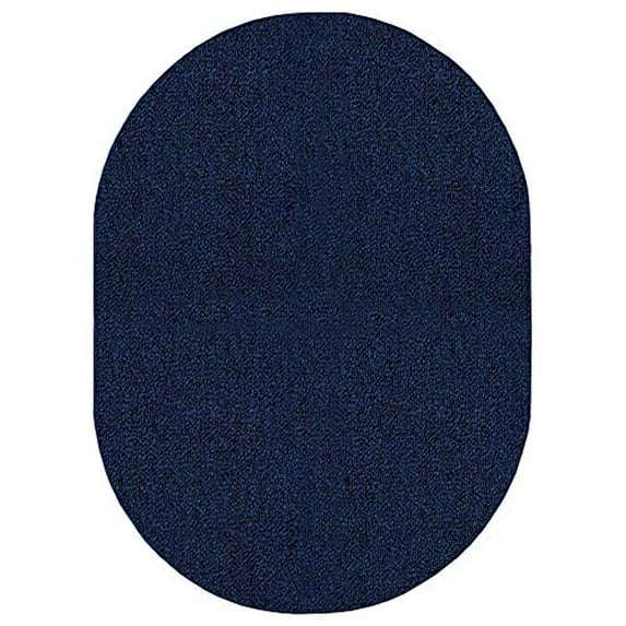 Ambiant Broadway Collection Solid Color Indoor Outdoor Area Rug Navy - 4' x 6' Oval
