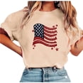 thumbnail image 4 of Levmjia Womens Top Printed T-Shirt Short Sleeve Round Neck Casual Fashion Independence Day Comfortable Pullover Tee Daily Wear, 4 of 5