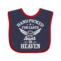 Inktastic Handpicked for Earth by My Aunt in Heaven with Angel Wings Boys or Girls Baby Bib