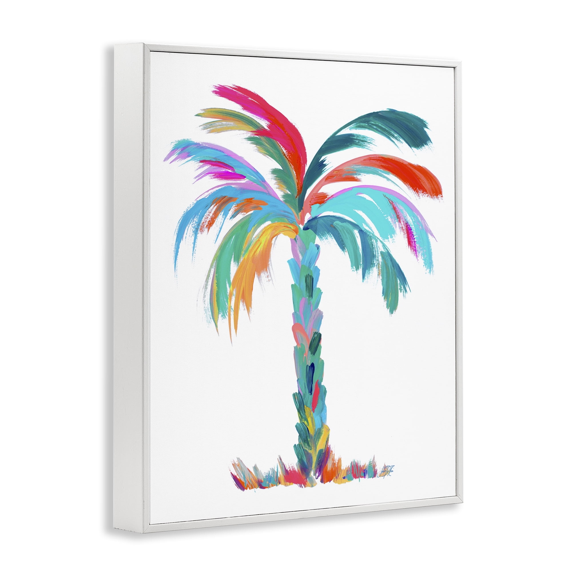 Stupell Industries Vivid Palm Tree Botanical & Floral Painting White Framed Art Print Wall Art, 16 x 20