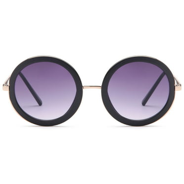 Round Sunglasses for Women Big Designer Baroque Swirl Temple Uv400 ...