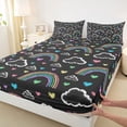 thumbnail image 3 of Castle Fairy Preppy Kids Teens Cartoon Rainbow Bed Sheets,Colorful Love Heart King Sheets, 3 of 7