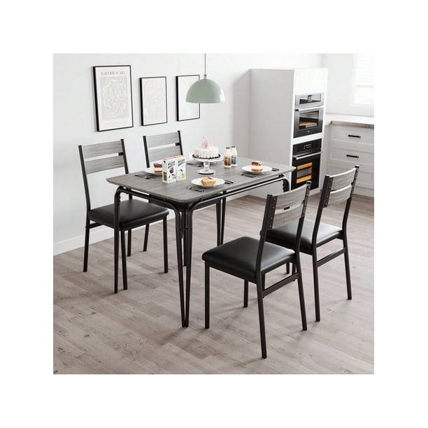 Space - saving dining mesa set para 4: 5 - piece square moderno wood dinette con forrado sillas, suitable para small spaces y apartments