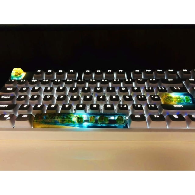 Handmade SA Profile 6.25u Spacebar Backlit Resin Keycap 2.25x Enter R1/ESC Translucent Keyset Hawaii Beach Switch for Cherry RGB MX Mechanical Gaming Keyboards (SA R1 Keycap(1 pcs))