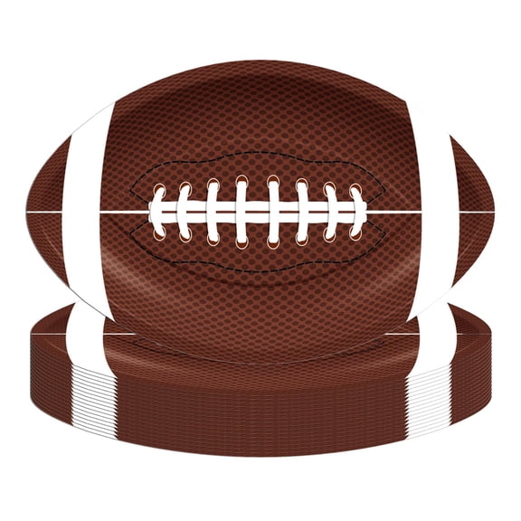 Kictler 50pcs Football Party Supplies - AFN1Football Shaped Disposable Paper Plates for Birthday Parties, Game Day & Tailgate Decorations