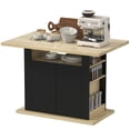 thumbnail image 1 of Modern Kitchen Island Dining Table with 4-Door Storage Cabinet and Open Shelves, Black Particleboard Food Prep Station & Breakfast Bar for Living Room or Kitchen, 43.3"W x 27.6"D, 1 of 7