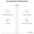 thumbnail image 4 of Luxrite F17T8/841 17W 24" T8 Fluorescent Tube Light Bulb, 4100K Cool White, 1350 Lumens, G13 Bi-Pin Base 4-Pack, 4 of 4