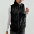 thumbnail image 6 of Odeerbi Womens Soft Fleece Vest Sleeveless Winter Coat Solid Color Plush Lapel Loose Jacket with Pocket Black, 6 of 7