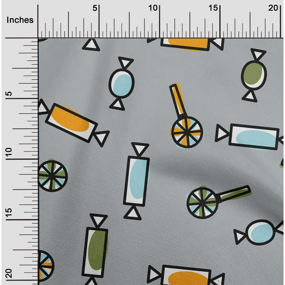 oneOone Cotton Jersey Gray Fabric Candy Stick Kids Fabric For Sewing Printed Craft Fabric By The Yard 58 Inch Wide
