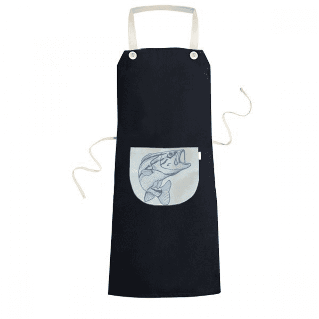 Grain Blue Big Fish Art Deco Fashion Apron Bib Sarong Cooking Baking Kitchen Pocket Pinafore