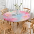 thumbnail image 3 of Pastel Floral Watercolor Pattern Round Fitted Tablecloth with Elastic Edge,Dining Table Cover Waterproof,Outdoor Round Tablecloth for Camping,Dining,Indoor and Outdoor, 3 of 7