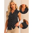 thumbnail image 2 of Unique Bargains Women's Sleeveless Button Down Tartan Shirt Casual Shirts Blouse XS Black, 2 of 6