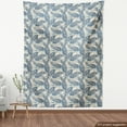 thumbnail image 4 of Ambesonne Ethnic Fabric by the Yard Upholstery, Leaf Silhouettes Traditional, 3 Yards, Slate Blue Ivory, 4 of 5
