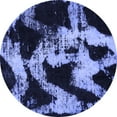 thumbnail image 1 of Ahgly Company Machine Washable Indoor Round Abstract Blue Modern Area Rugs, 6' Round, 1 of 4