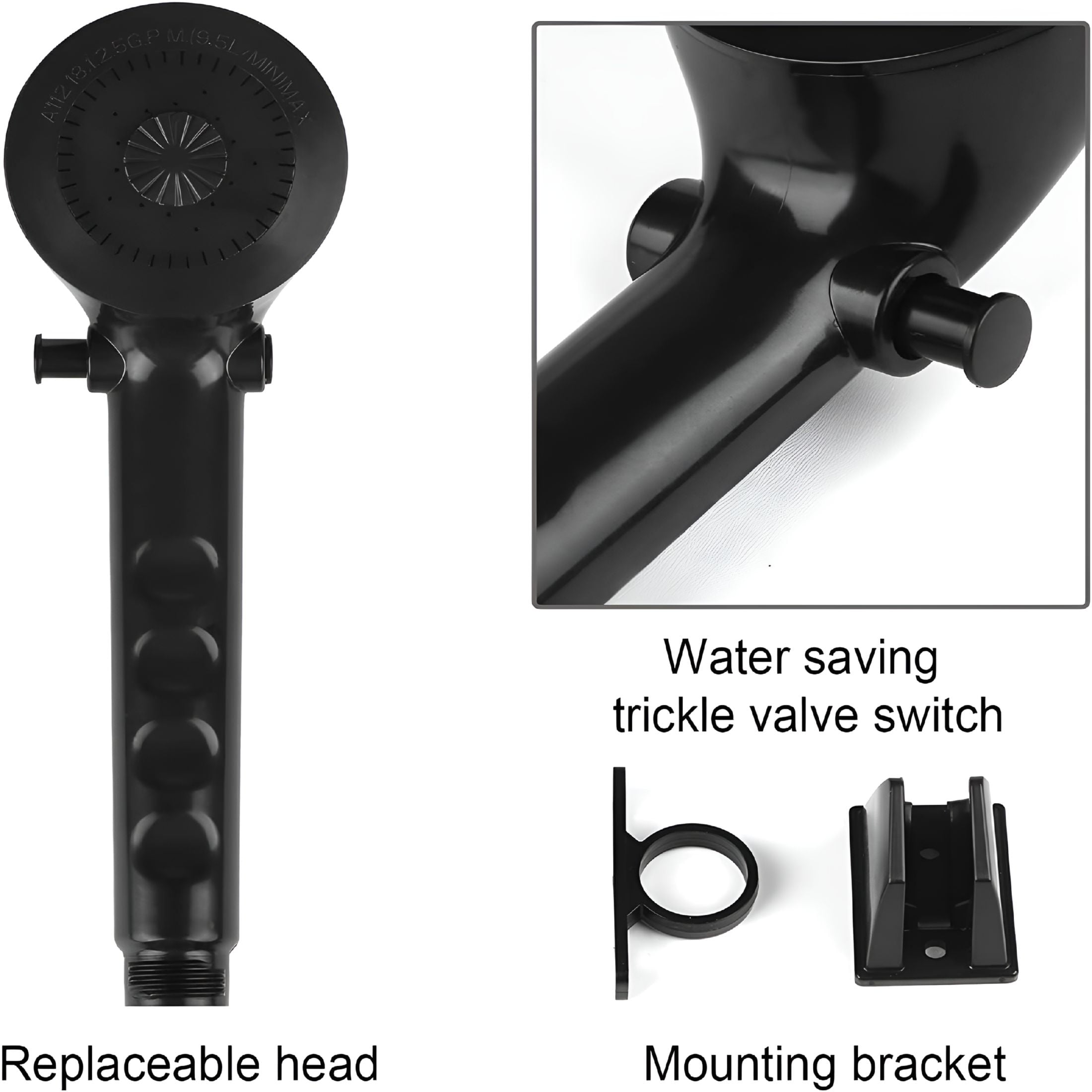 HIBIBUD Rv Shower Head with Hose - Non-Metallic Outdoor Rv Shower Kits Replacement with Pause Function for Rvs, Fifth Wheels, Motor Homes, Travel Trailers, Campers, Boats, Black