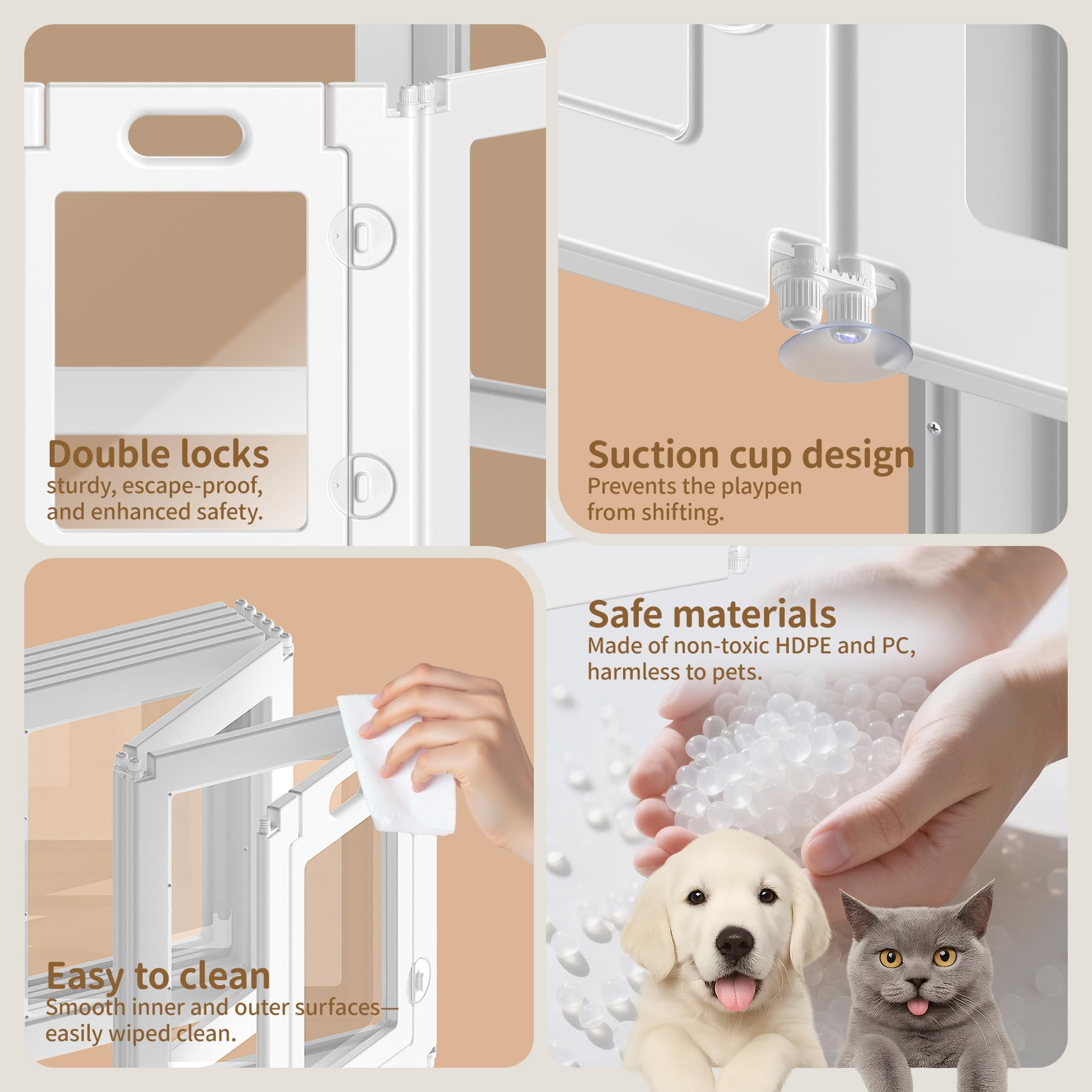 Novan 8-Panel Modular Puppy Playpen – Indoor Pet Exercise Fence