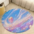 thumbnail image 4 of Vibe Blooming Tulips Washable Round Rug -Circle Area Rugs for Nursery Bedroom, Vintage Non Slip Non Shedding Low Pile Carpet for Living Room Coffee Table Entryway, 4 of 6