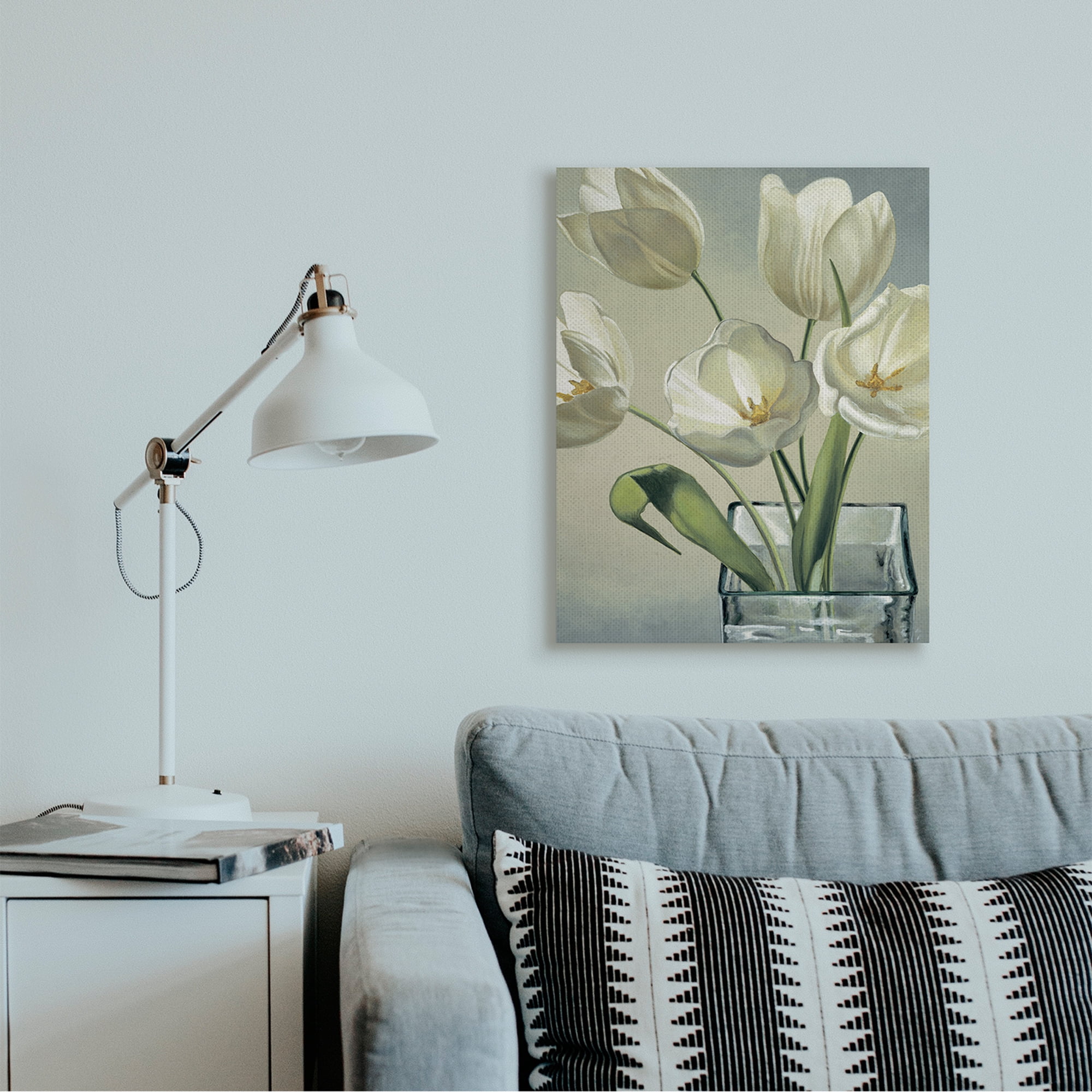 Stupell Industries Soft Tulip Blossoms Glass Jar White Petals Canvas Wall Art by Eva Barberini