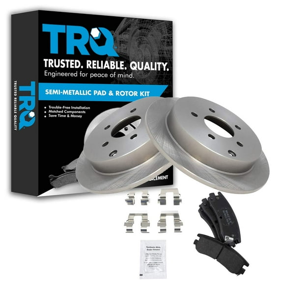 TRQ Rear Brake Pad & Rotor Kit Brake Pads Brake Rotor Semi-Metallic Fits Select 2002-2007 Buick Rendezvous 2002-2004 Chevrolet Venture Oldsmobile Silhouette 2001-2005 Pontiac Aztek Montana