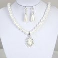 thumbnail image 1 of 1PC Elegant Pearl Crystal Drop Earrings Chain Necklace Wedding Party Jewelry Set, 1 of 6