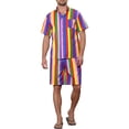 thumbnail image 2 of INSPIRE CHIC Hawaiian Rainbows 2 Pieces for Men's Father's Day Gift VaCatsion Beach Shirt and Shorts Sets L Rainbow Purple, 2 of 6