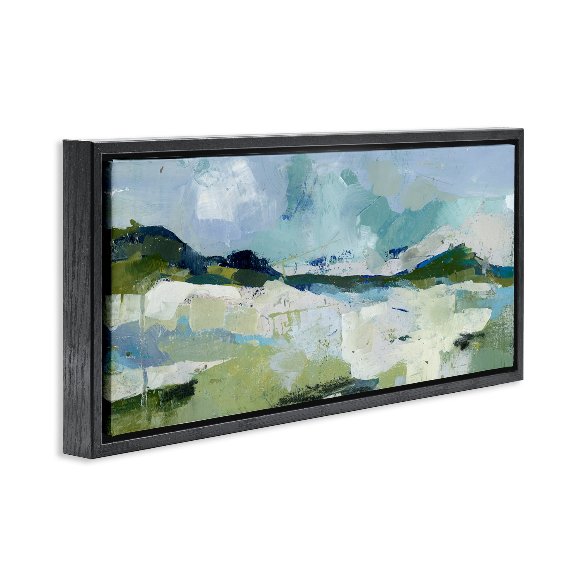 Stupell Industries Restless Landscape Impression Abstract Painting Black Floater Framed Canvas Art Print Wall Art, 25 x 11