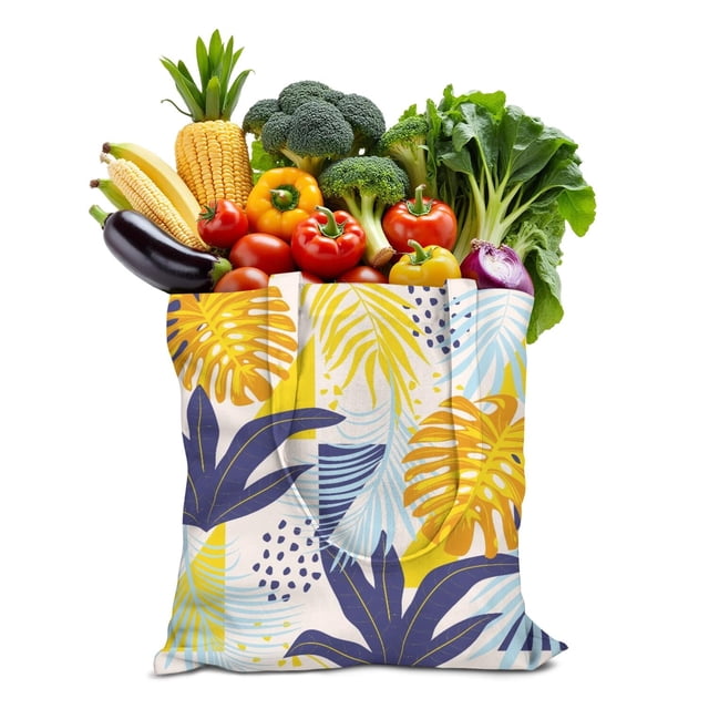 Fourre-tout en Toile Tropicale Rétro Esthétique, Sac Réutilisable Inspiré des Paumes pour Femmes, Sac à Main Léger et Écoresponsable pour la Plage et les Vacances