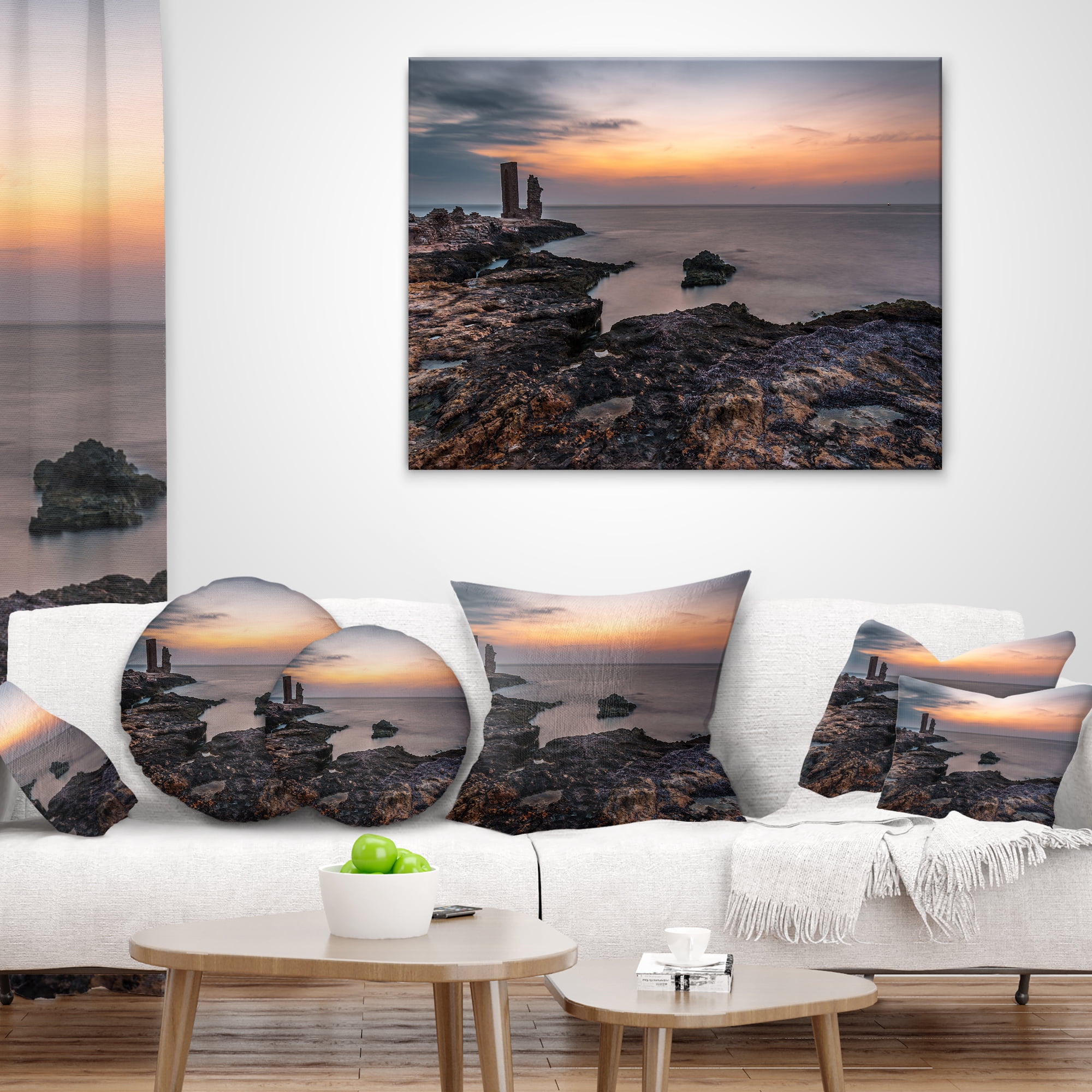 Designart Gate to Africa Seashore in Mahdia - Oversized Beach Throw Pillow - 16x16