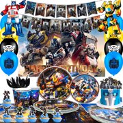 Transformers Birthday Party Supplies, 114 Pieces Transformers Birthday Decorations Party Tableware Set - Transformers Birthday Plates Tablecloths Banners and More Party Decorations