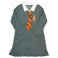 thumbnail image 4 of Harry Potter Girls' Nightgown Hermione Hogwarts Gryffindor Tie Uniform Long-Sleeve Fleece Pajama Lounge Sleepwear, 4 of 6