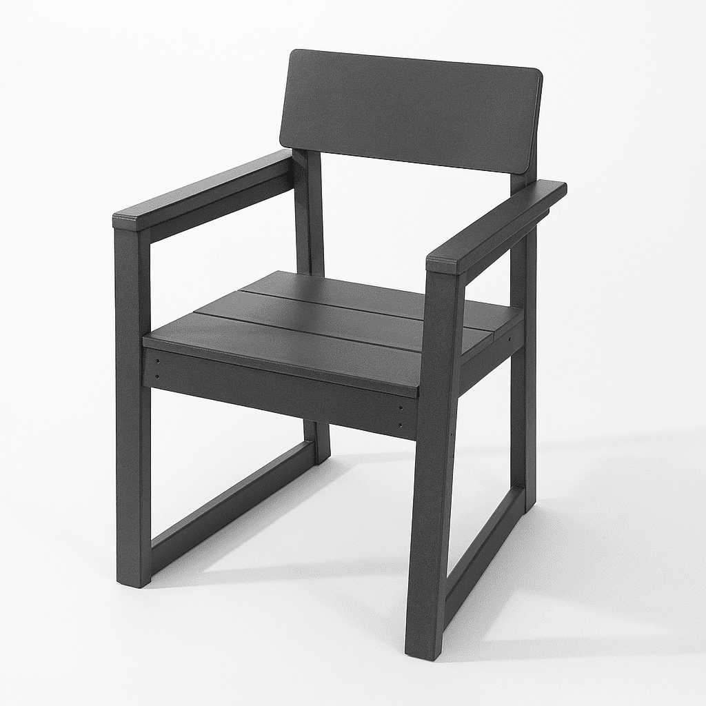 Outdoor Garden Chair, Recycled Plastic Single Chair for Yard Lawn Patio Outdoor Area, Grey