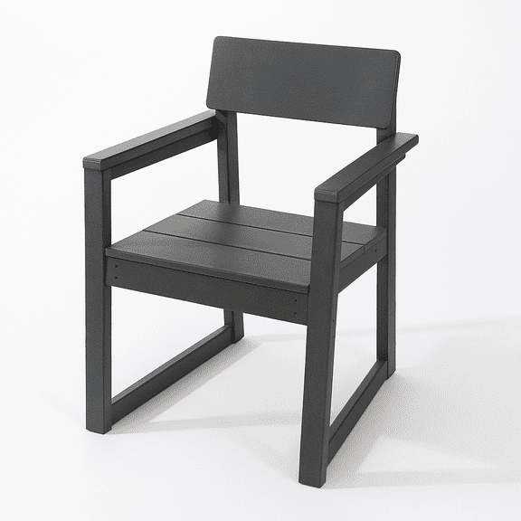 5-Piece HDPE Outdoor Dining Set for 4, Weather-Resistant Patio Table with Umbrella Hole & 4 Armrest Chairs, Durable Grey Garden Furniture for Backyard, Lawn, Deck, Poolside, Low Maintenance, Eco-Frie