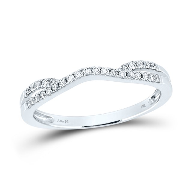 Anneau de Protection Contour Diamant Rond en Or Blanc 14kt pour Femmes 1/6 Cttw