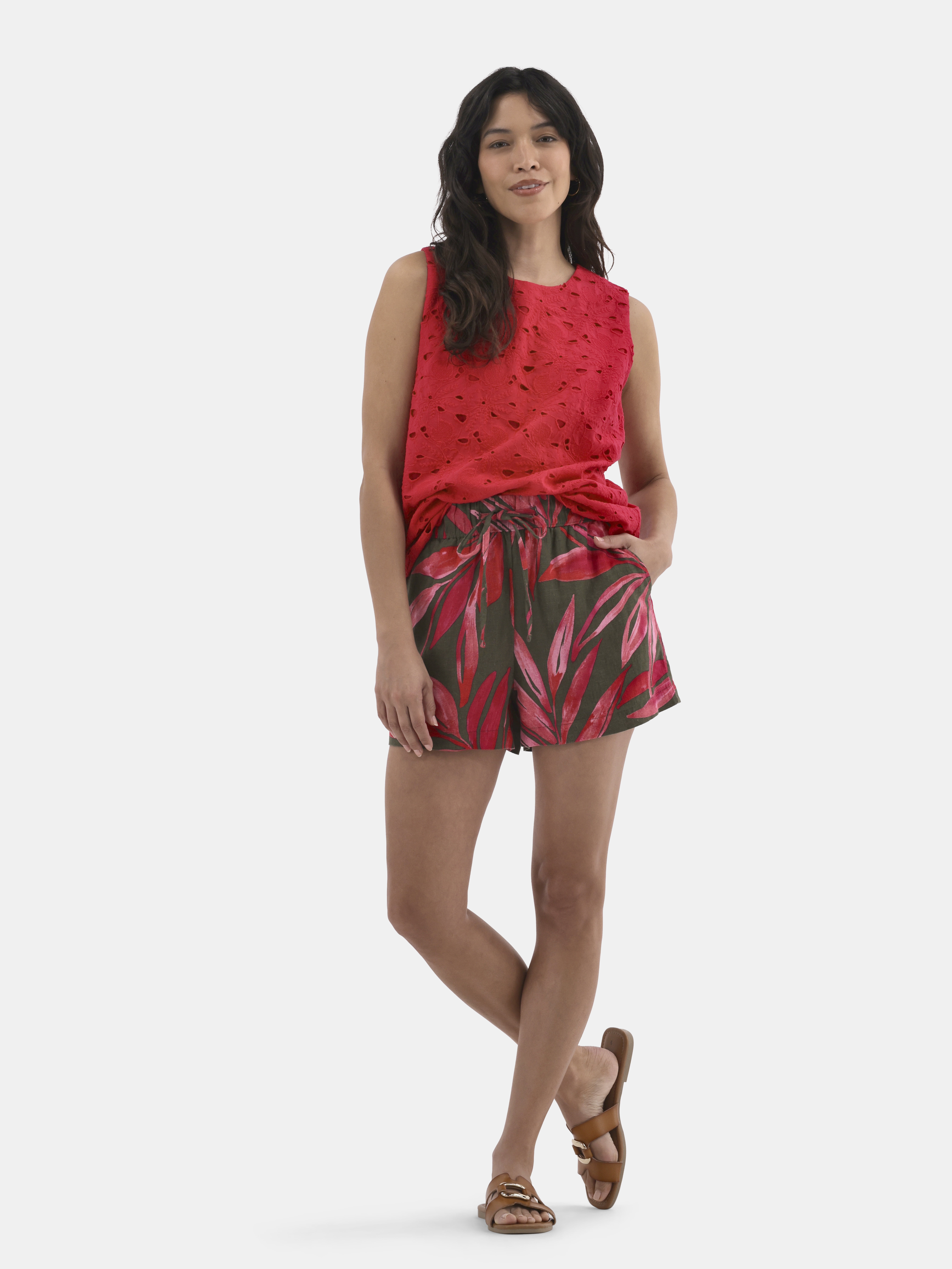 Time and Tru Women's Eyelet Embroidery Top, Sizes XS-XXXL