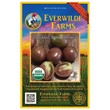 Everwilde Farms - 25 Organic Black Prince Heirloom Tomato Seeds - Gold Vault Jumbo Bulk Seed