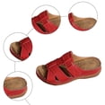 thumbnail image 5 of Rokment Wedges Sandals for Women Beach Summer Comfortable Leather Orthopedic Arch Support Walking Slides Plantar Fasciitis Recovery Dress Slip on B Size 6, 5 of 7