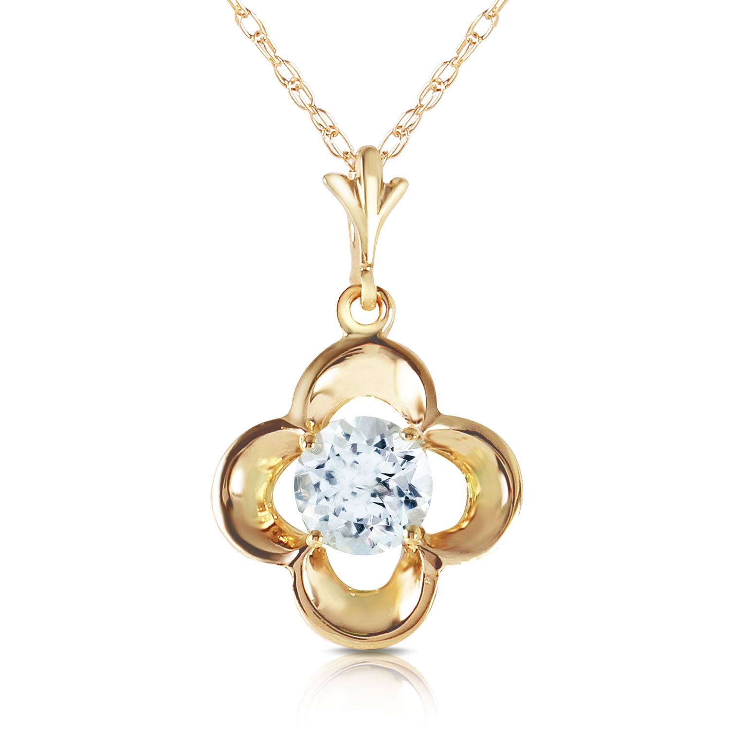 Galaxy Gold 14K Solid Gold Natural Aquamarine Necklace for Women - Yellow Gold Fine Jewelry