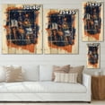 thumbnail image 4 of Designart 'Navy Blue and Orange Abstract' Modern Print on Natural Pine Wood, 4 of 5