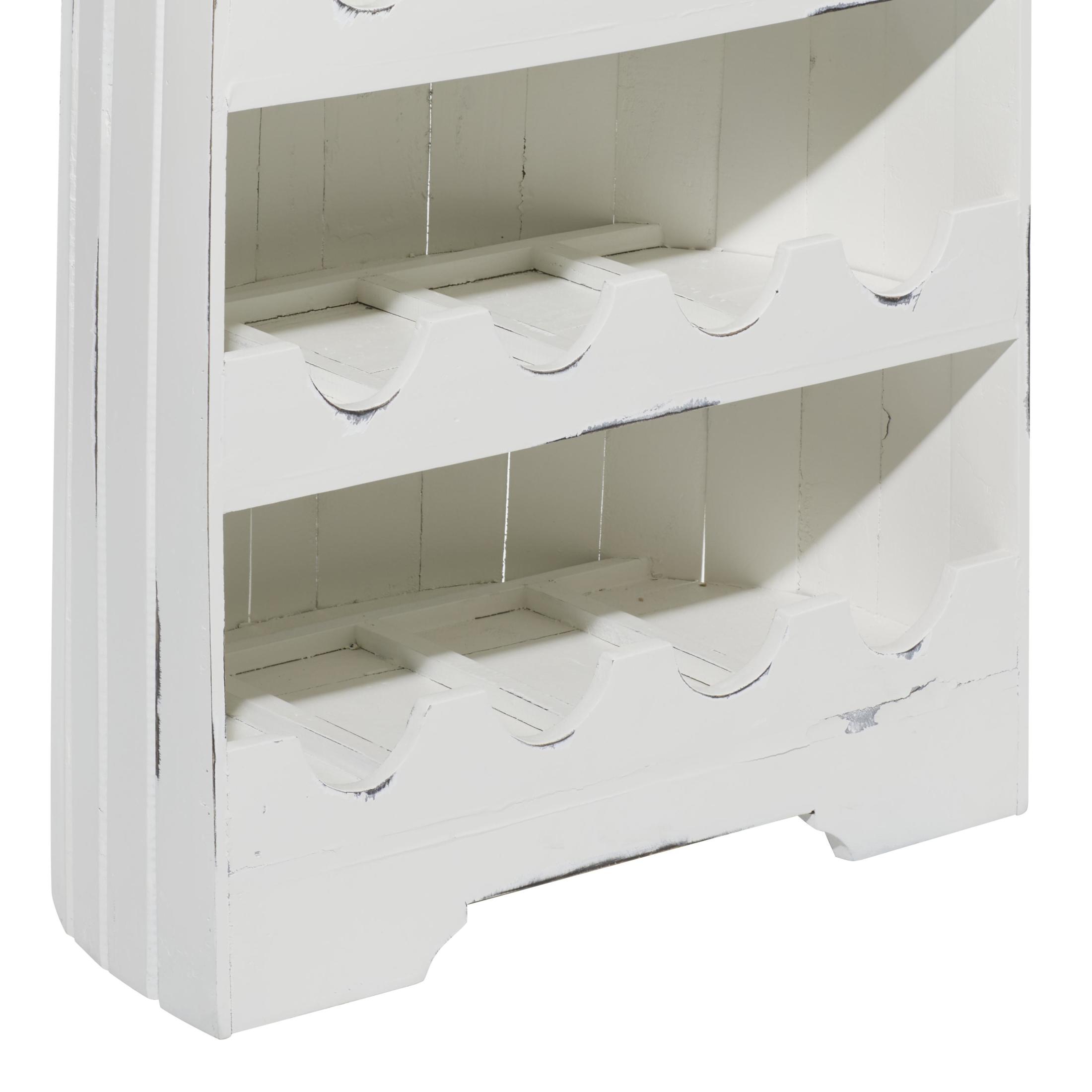 DecMode 21" x 76" White Wood 25 Bottles Boat Standing Wine Rack, 1-Piece