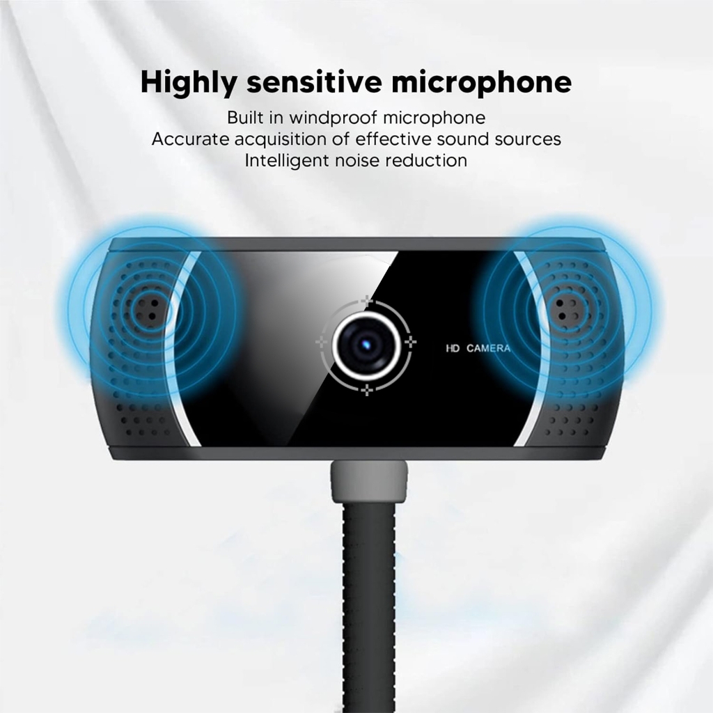 WINDLAND Streaming Webcam With Noise Canceling Microphone 30FPS 720P Lens For Remote Work Online Teaching