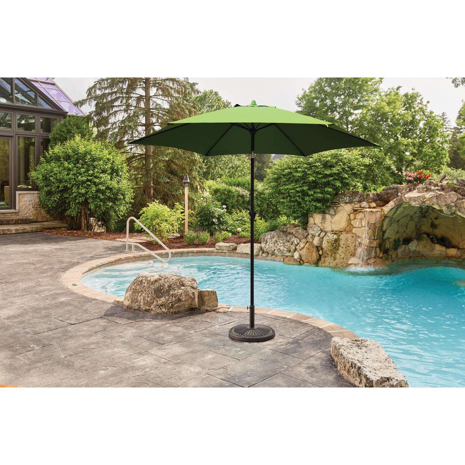 Living Accents 9 ft. Tiltable Green Market Umbrella