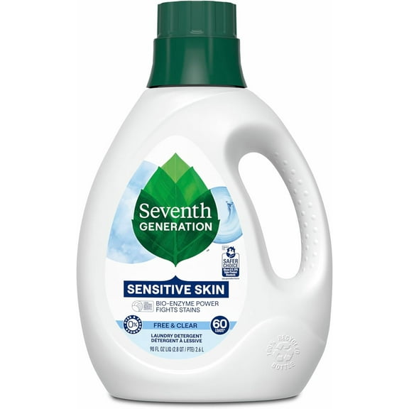 Seventh Generation Liquid Laundry Detergent, Free & Clear, 60 Loads, USDA Certified 97% Biobased, 90 Fl Oz