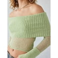 thumbnail image 6 of nvzhuang Women’s Knit Crop Tops Fashion Off Shoulder  Long Sleeve T-Shirts Cropped Sweater, 6 of 6