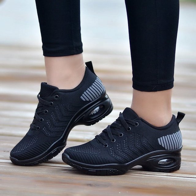Zapatos de baile de moda, zapatillas cuadradas modernas para mujer, entrenamiento, gimnasio, salón de baile, zapatillas de Jazz para niñas, zapatos deportivos tejidos