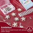 thumbnail image 5 of 1 Bag 9 Pcs Wedding Bouquet Brooches Kit Pearl Wedding Bouquet kit Set Pearl Brooch Pin Crystal Flower Brooches with 100 Pcs Crystal Bouquet Pins For Wedding Bouquet Bridal Brooches Decoration, 5 of 6