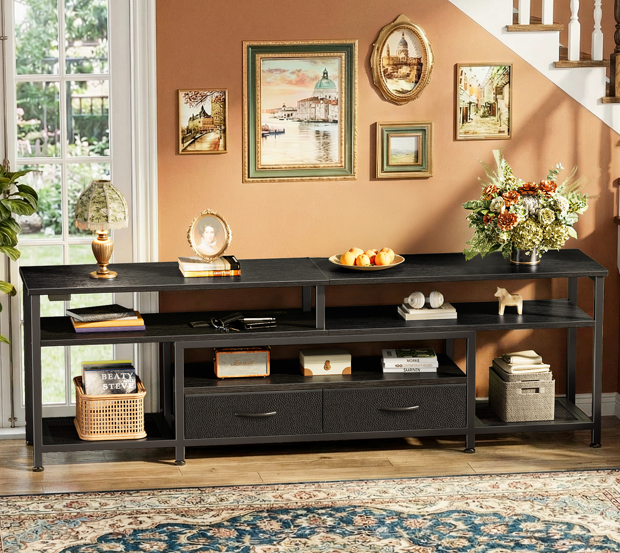 Amadwell 63" LED TV Stand with Built-in Outlets, Black photo 7