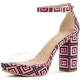 thumbnail image 1 of Sandalias De Tacón Grueso Con Plataforma Transparente Estampada Para Mujer Rosa caliente 36, 1 of 6