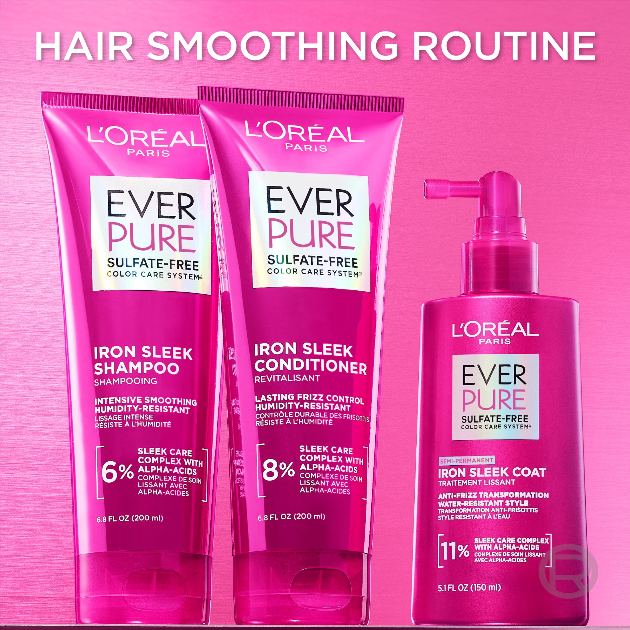 L’Oréal Paris EverPure Sulfate-Free Anti-Frizz Smoothing Iron Sleek Coat Hair Treatment, 5.1 fl oz