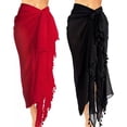 thumbnail image 4 of Necvior Beach Sarongs Pareo-Womens Semi-Sheer Swimwear Cover-Ups Long Skirt with Tassels, 4 of 18